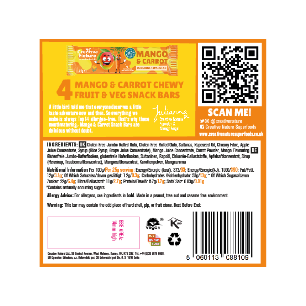 Mango & Carrot Kids Snack Bar – Multipack